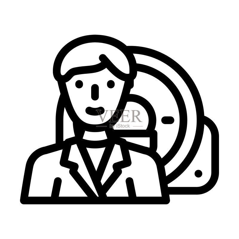 MRI检查医生线条图标矢量插图图标素材