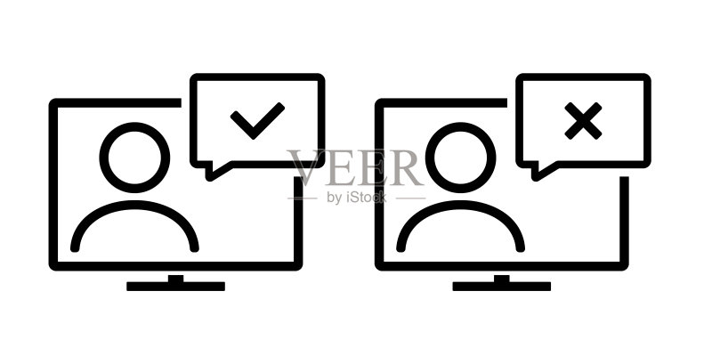 电脑用户复选标记图标。插图矢量图标素材