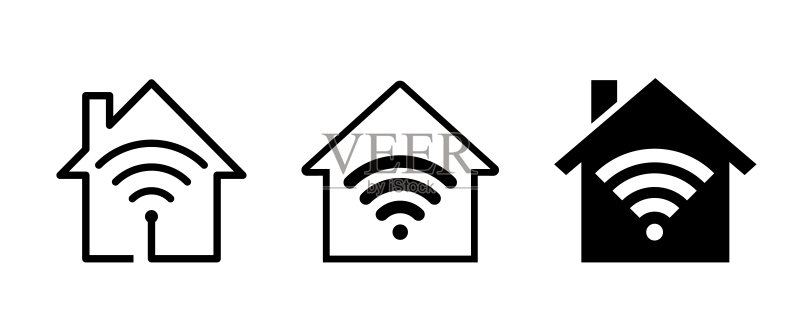 家用WiFi和无线电波图标图标素材