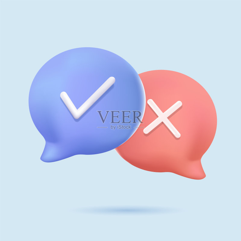 分配任务图标。带有标记的语音气泡。3D矢量图。图标素材