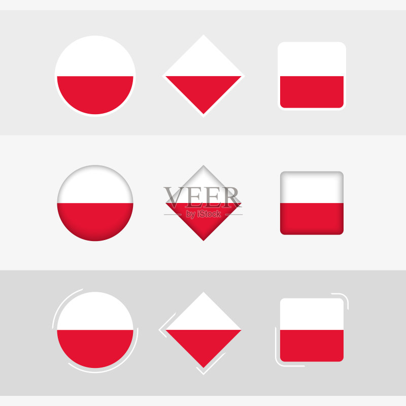 波兰国旗图标集,波兰矢量国旗图标素材