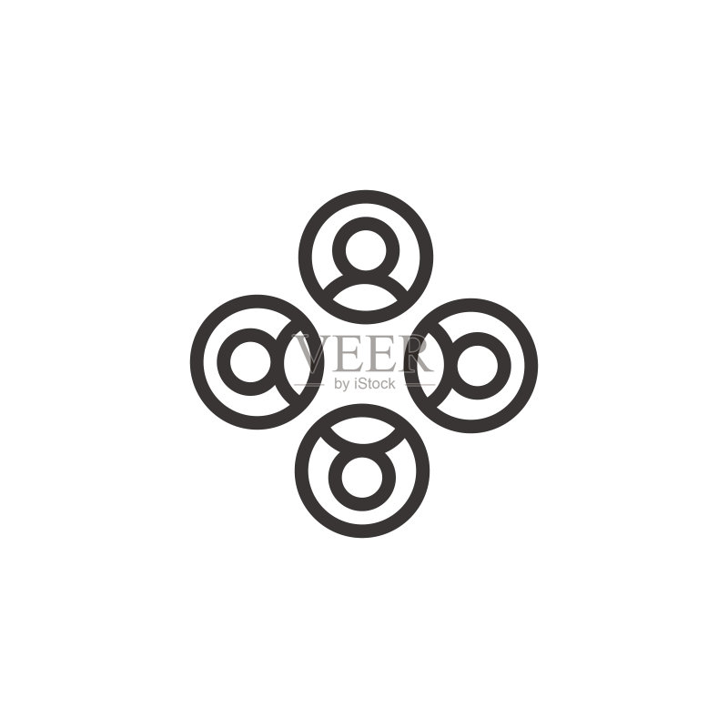 圈子团队建设组图标中的用户。网络团队合作连接符号。库存矢量插图隔离在白色背景上图标素材