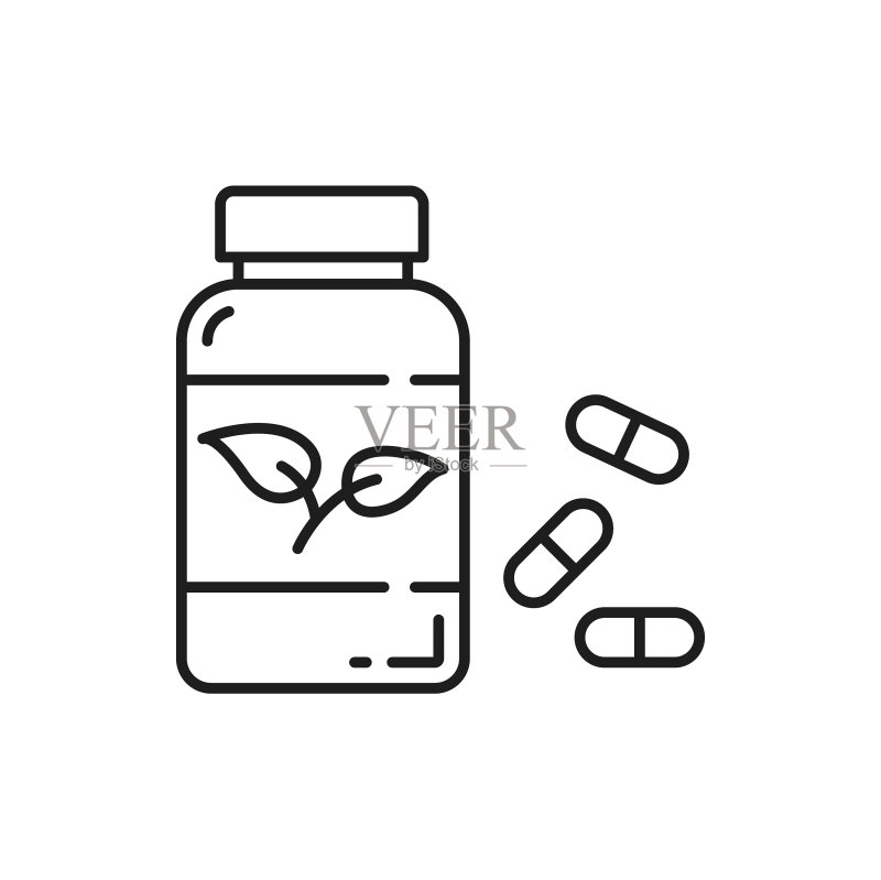 装有维生素的健康营养品轮廓图标图标素材
