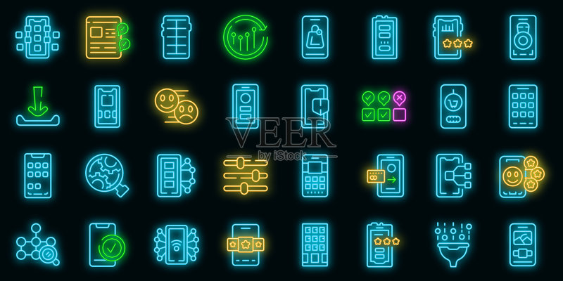 霓虹风格手机应用图标矢量图图标素材