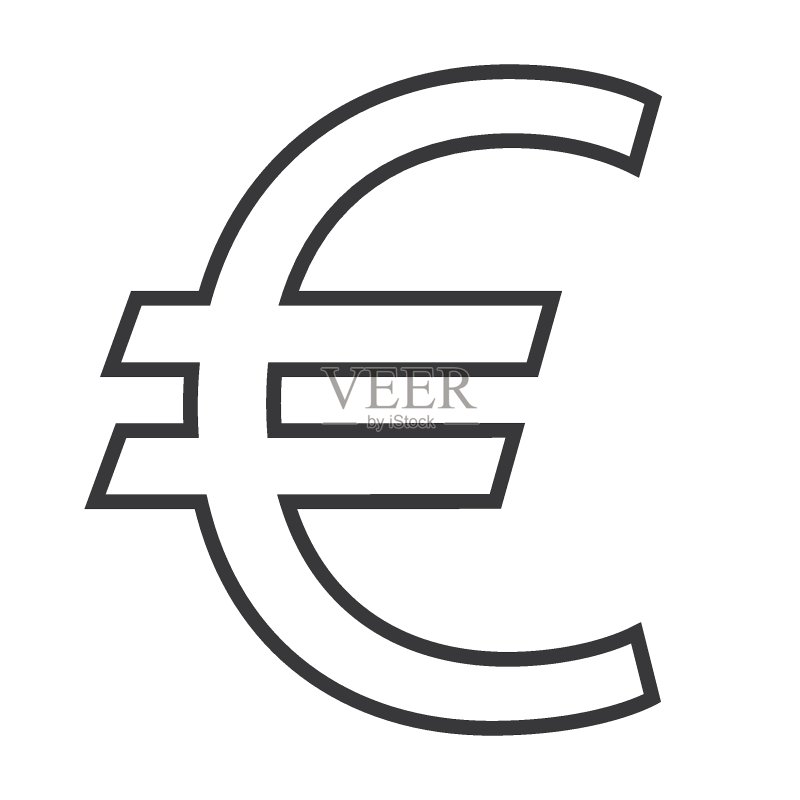 欧元符号细线矢量图标图标素材