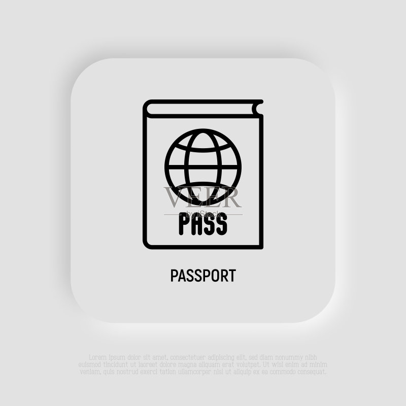 带有地球细线的护照图标图标素材