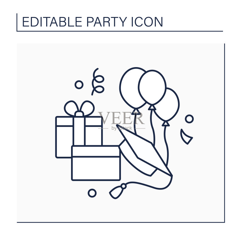 毕业派对线性图标图标素材