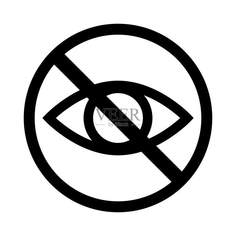 禁止标志和眼睛图标,矢量图表示不要看图标素材