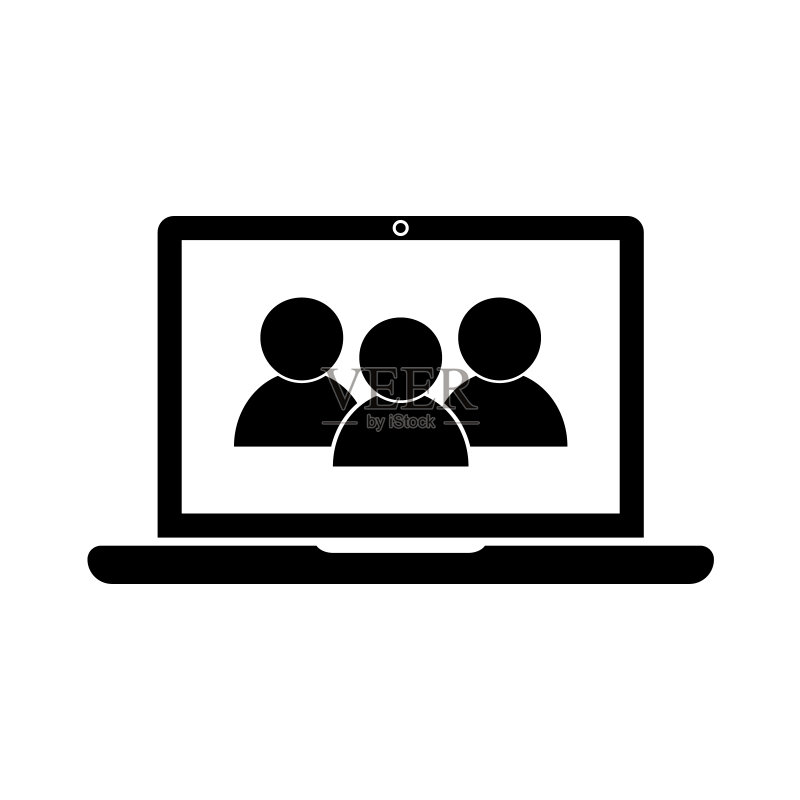 笔记本电脑用户图标矢量图,群组通信符号图标素材