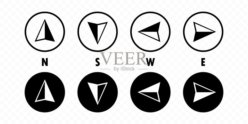 指南针图标集:东南西北方向矢量图标,适用于网站、Logo、App和UI设计图标素材