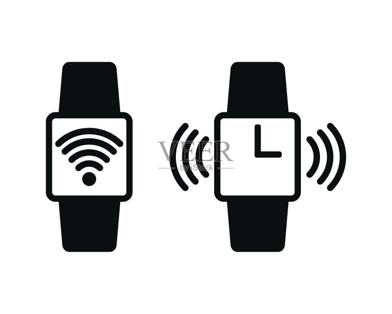 带有无线WIFI图标的智能手表矢量图图标素材