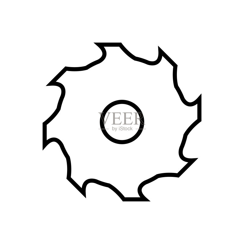 锯子圆形线条图标,矢量logo,白色背景上隔离图标素材