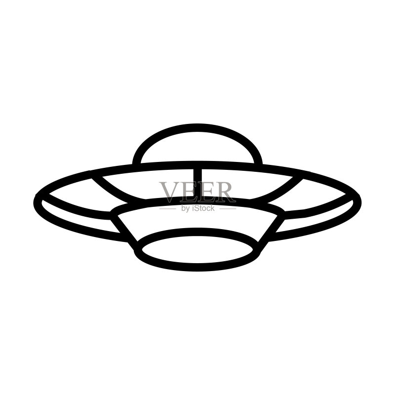 不明飞行物线条图标,飞碟矢量logo,白色背景图标素材