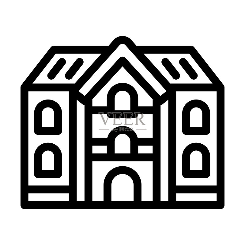 学校建筑线性图标矢量图图标素材