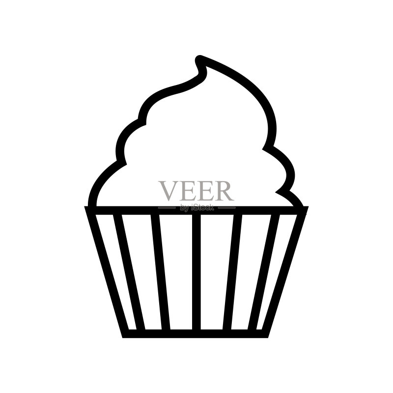 玛芬蛋糕线性图标,矢量logo图标素材