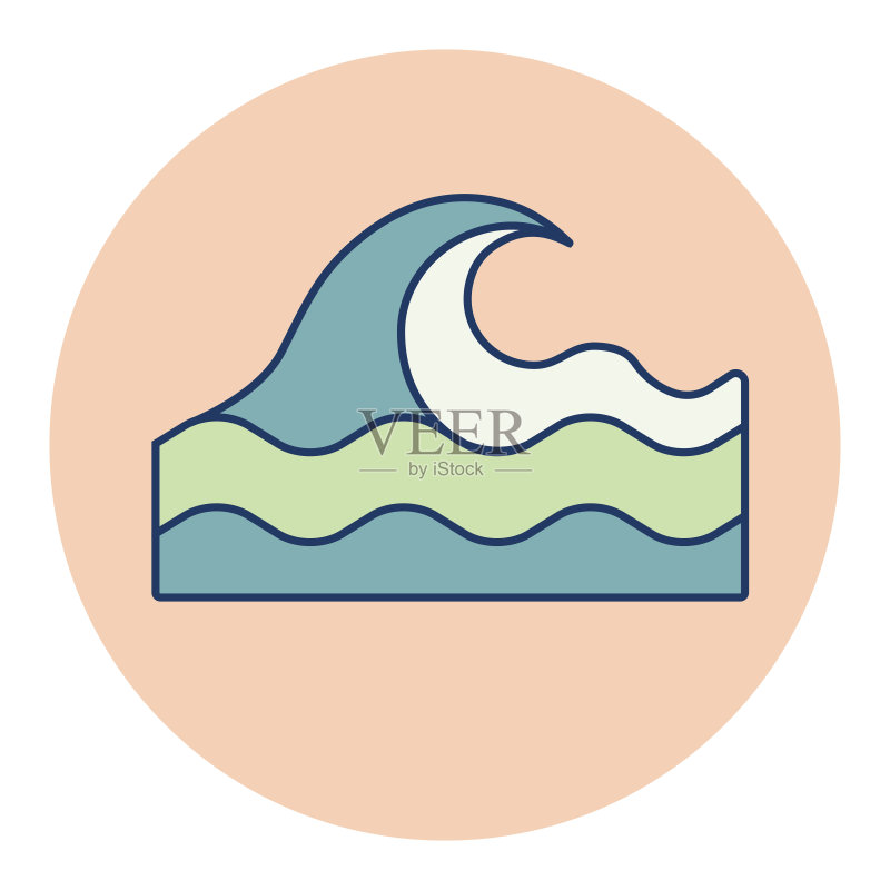 海浪矢量图标,自然标志图标素材