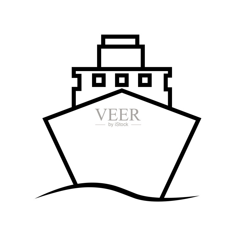 航运线条图标,海上运输矢量logo,白色背景图标素材