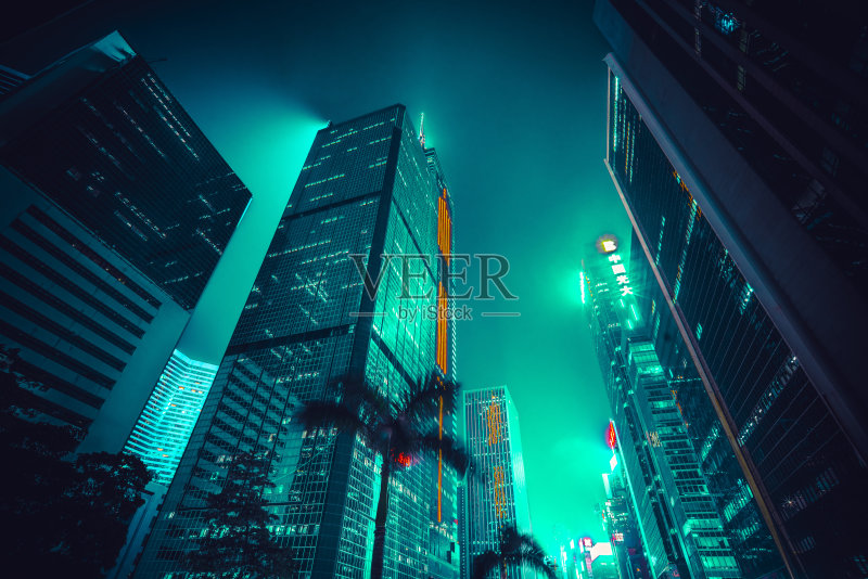 香港市中心高层建筑仰视照片摄影图片