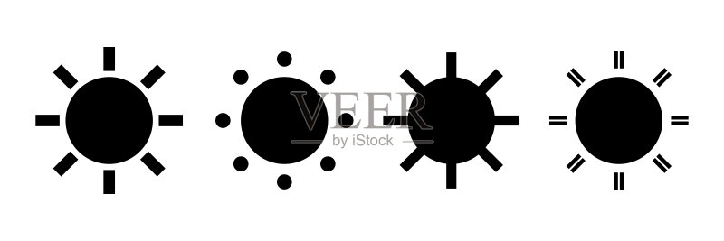 太阳剪影图标集。向量。图标素材