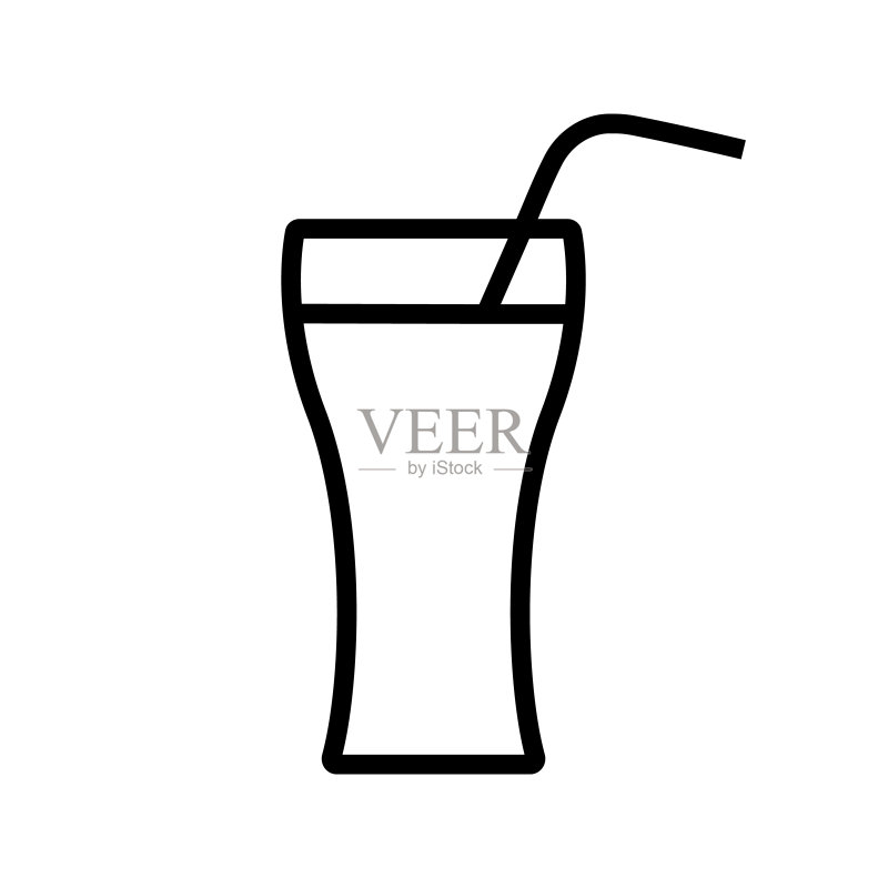 苏打水线性图标,矢量logo,白色背景图标素材