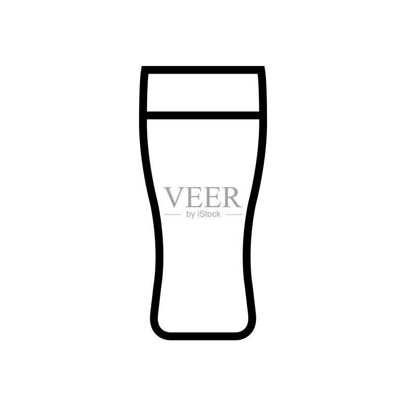 啤酒玻璃杯线性图标矢量标志图标素材