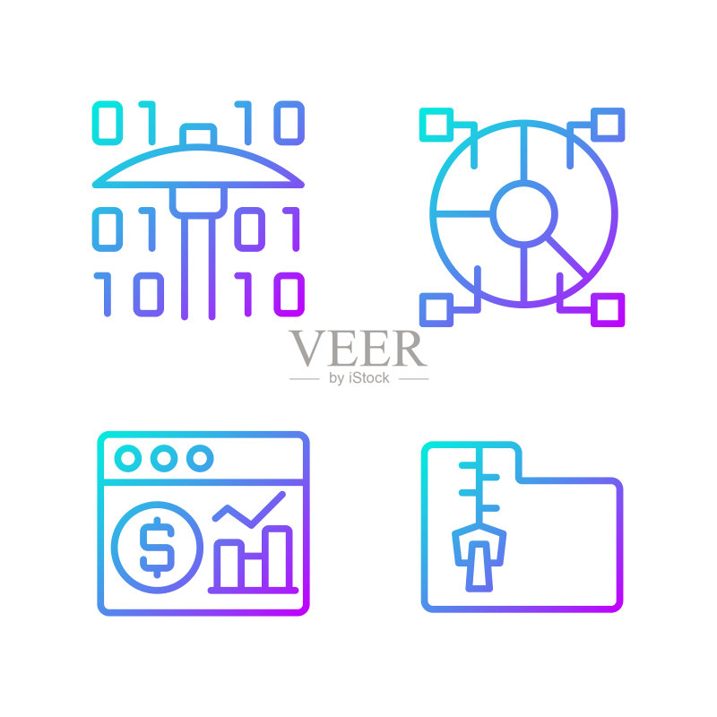 金融数据挖掘线性矢量图标图标素材