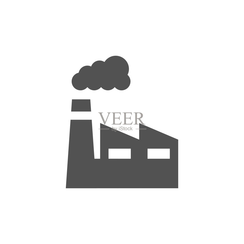 带烟雾的黑色工厂矢量图标图标素材