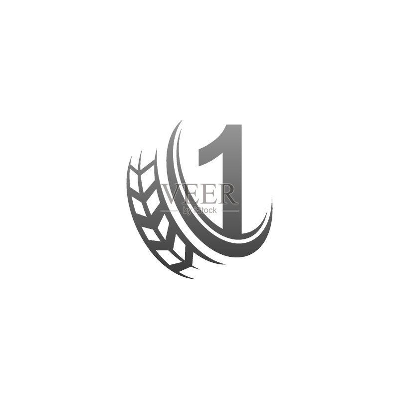 带车轮图标的数字1设计模板图标素材