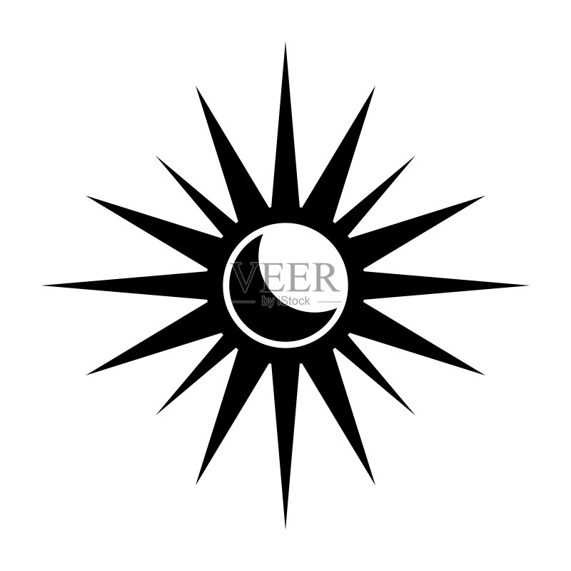 月亮扁平图标。用于占星、塔罗、玄学、魔法和神秘学,矢量插画,EPS 10格式图标素材