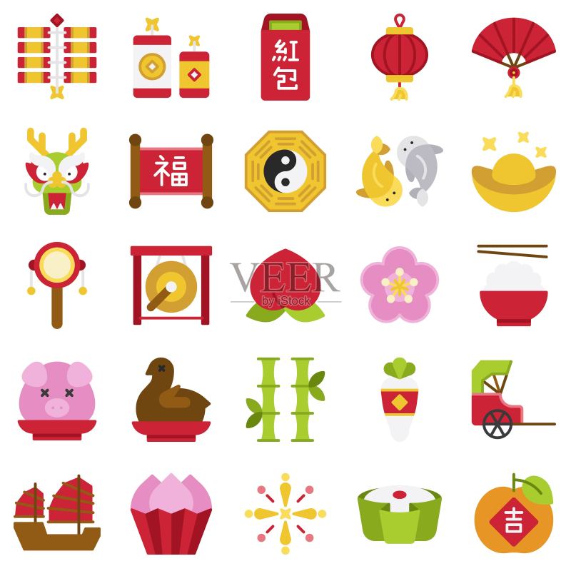 中国新年图标合集 2,矢量插画图标素材