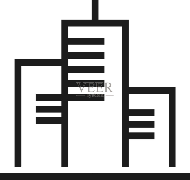 线性风格的城市地标建筑图标素材