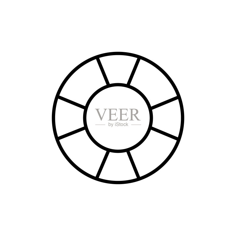 救生圈图标,矢量轮廓logo,在白色背景上隔离图标素材