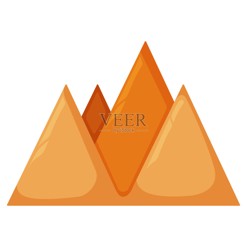 卡通山峰图标概念图:矢量插画,白色背景,自然景观图标素材