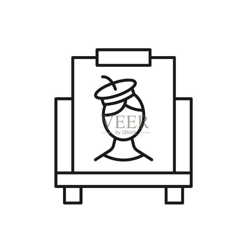 矢量描边戴贝雷帽艺术家图标图标素材