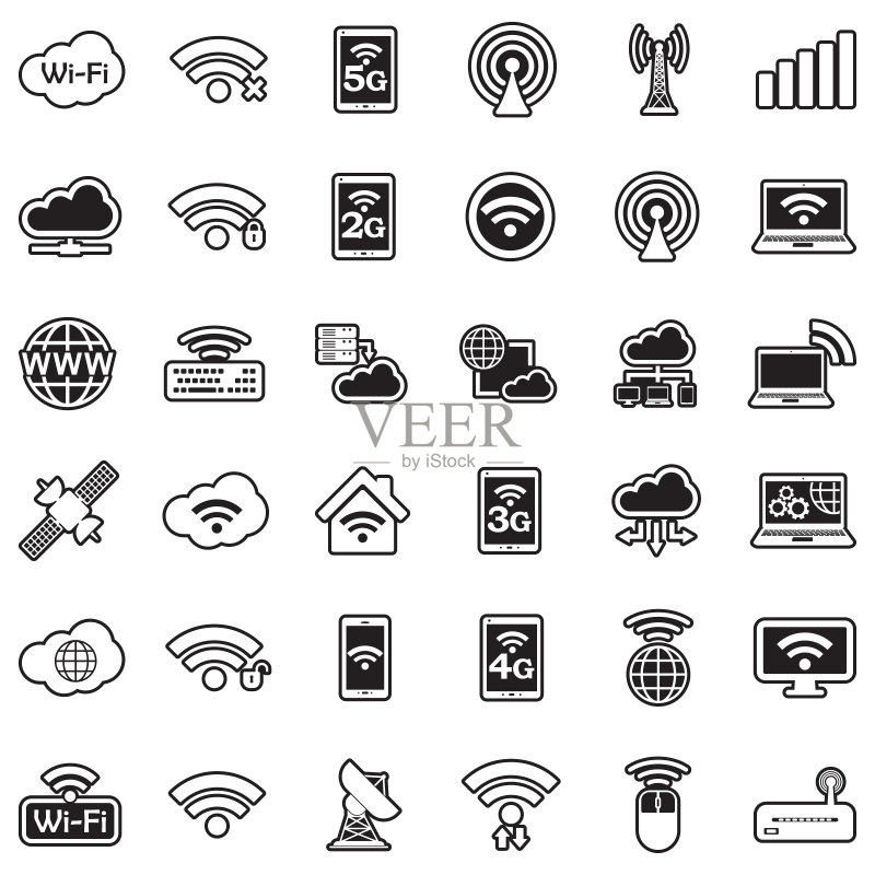 无线图标。线性填充设计。矢量图。图标素材