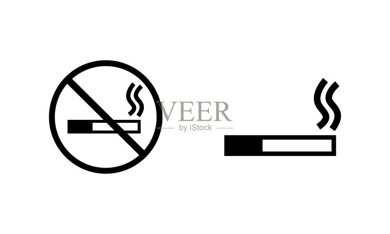 黑白简约风吸烟元素图标图标素材
