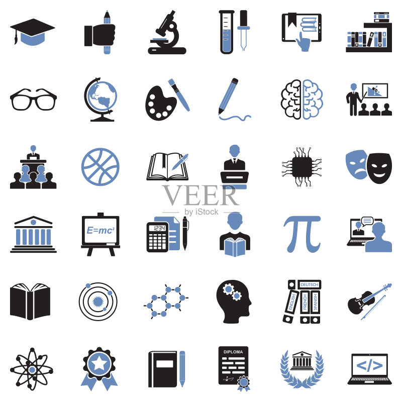 学院图标,双色扁平设计,矢量图图标素材
