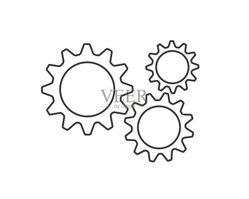 齿轮按钮图标矢量图,白色背景图标素材