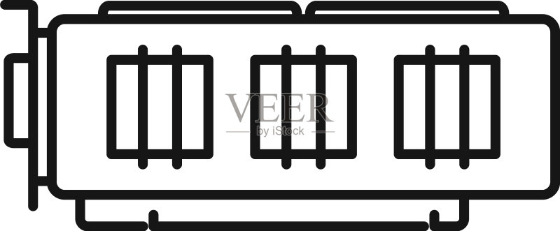 电脑显卡图标轮廓GPU风扇图标素材