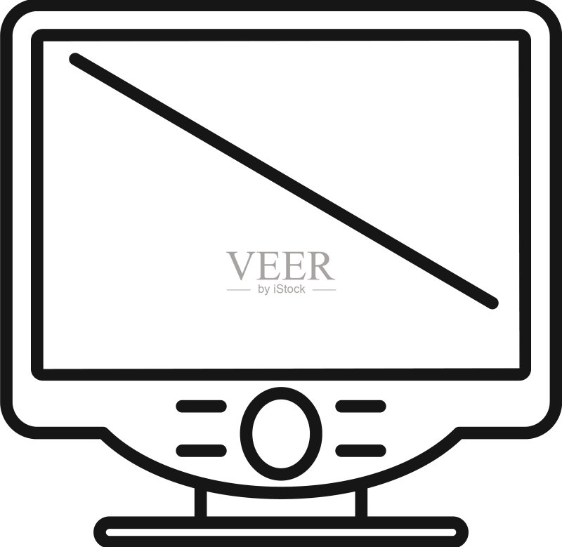 扁平显示器轮廓图标图标素材