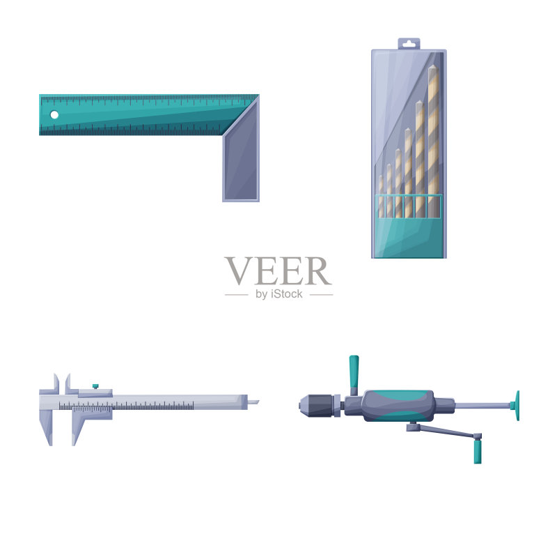 建筑和工具标志的孤立物体集图标素材
