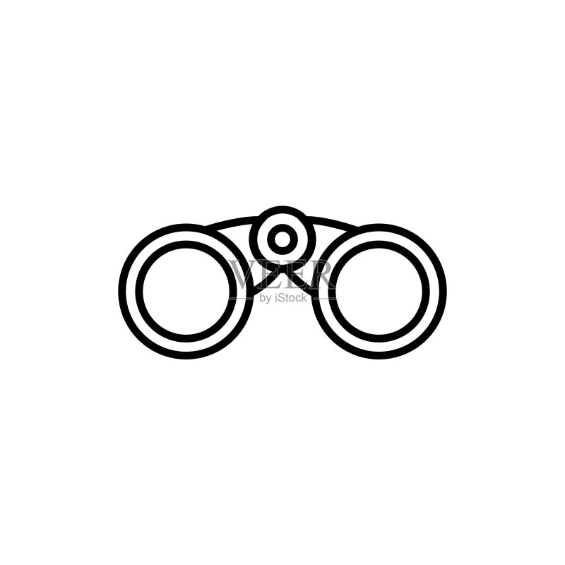 双筒望远镜线性图标矢量轮廓logo图标素材