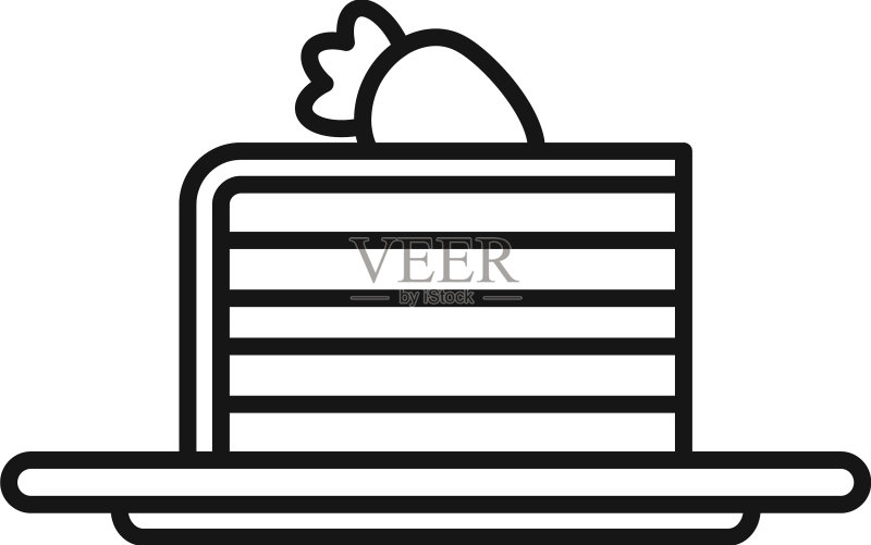 芝士蛋糕切片轮廓图标图标素材