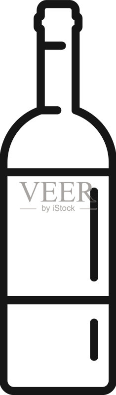 葡萄酒瓶轮廓酒精玻璃杯图标素材
