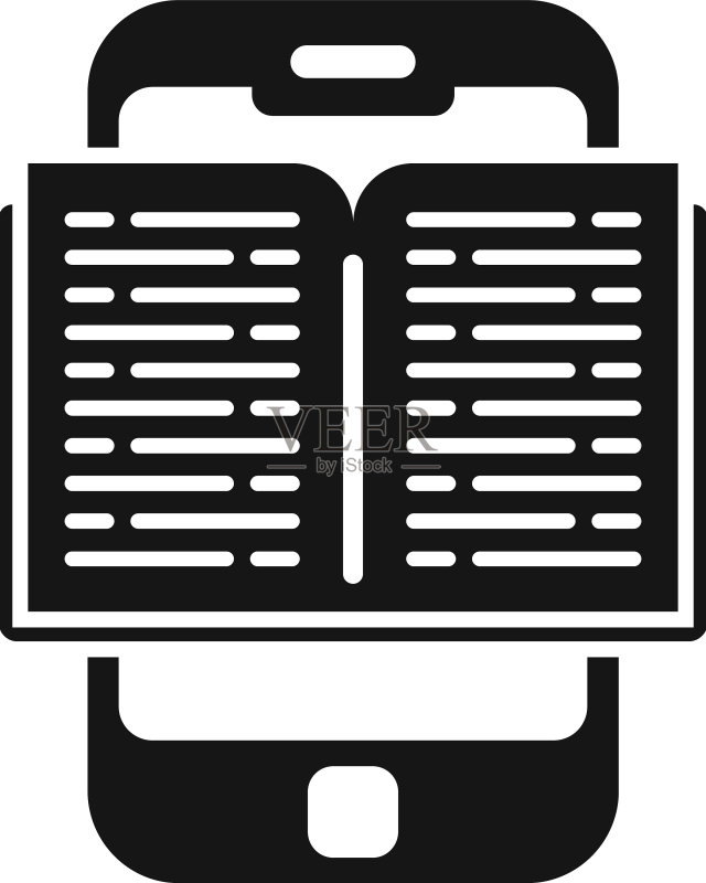 智能手机阅读书籍简约在线图标图标素材