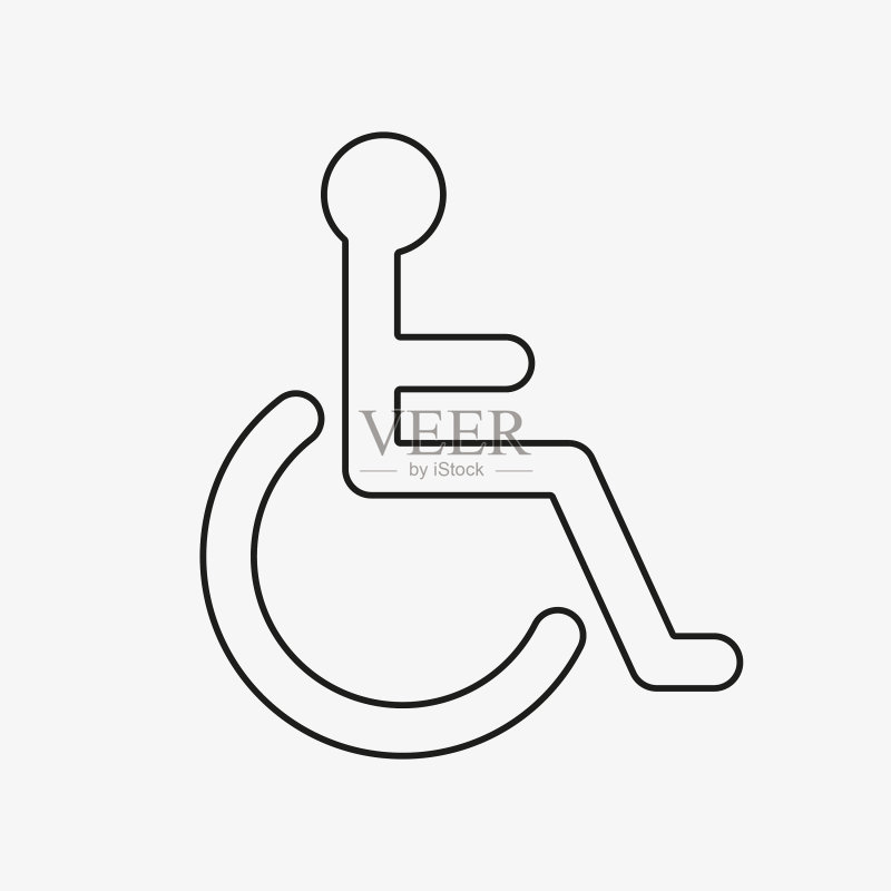 轮椅线条图标,残疾人标志图标素材