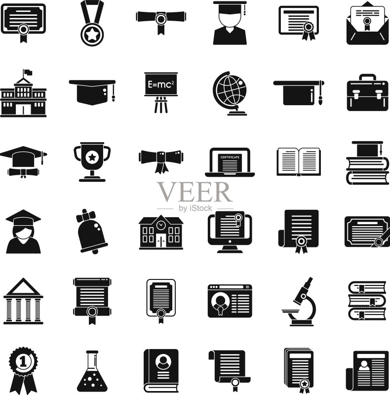 学术学士学位图标集图标素材