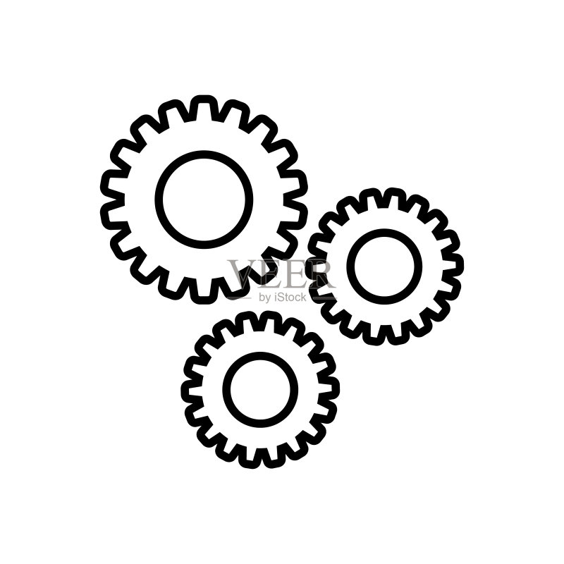 齿轮线条图标,矢量轮廓logo,白色背景图标素材