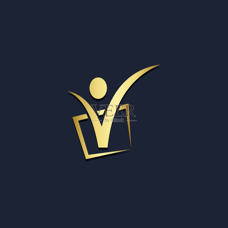 抽象流线型活跃人群金色logo图标素材