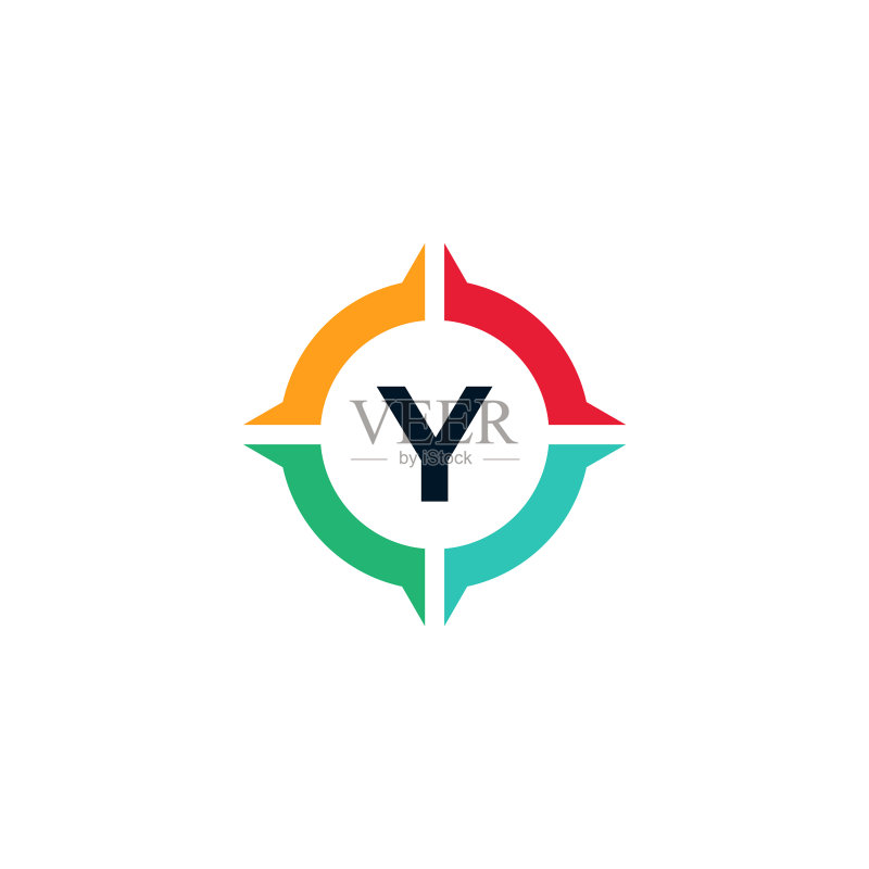 彩色字母Y罗盘标志设计图标素材